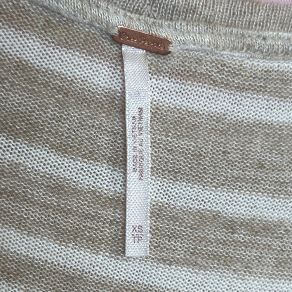 104. Free People Striped Ruffle Sleeve Asymmetrical Tunic Top XS - Picture 2 of 9